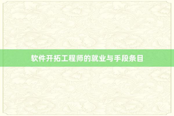 软件开拓工程师的就业与手段条目