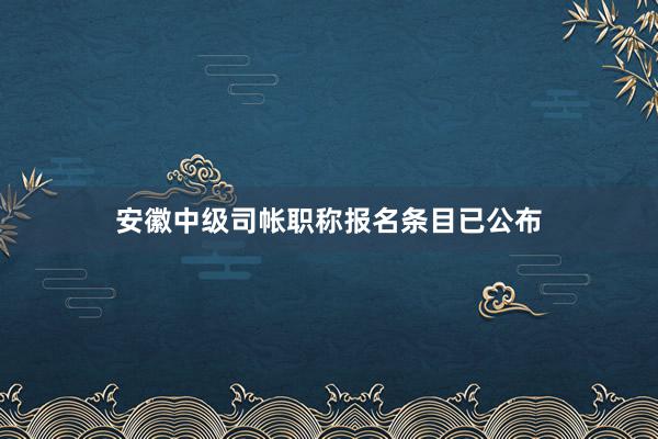 安徽中级司帐职称报名条目已公布