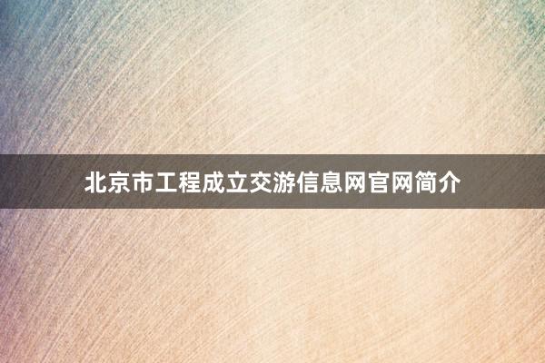 北京市工程成立交游信息网官网简介